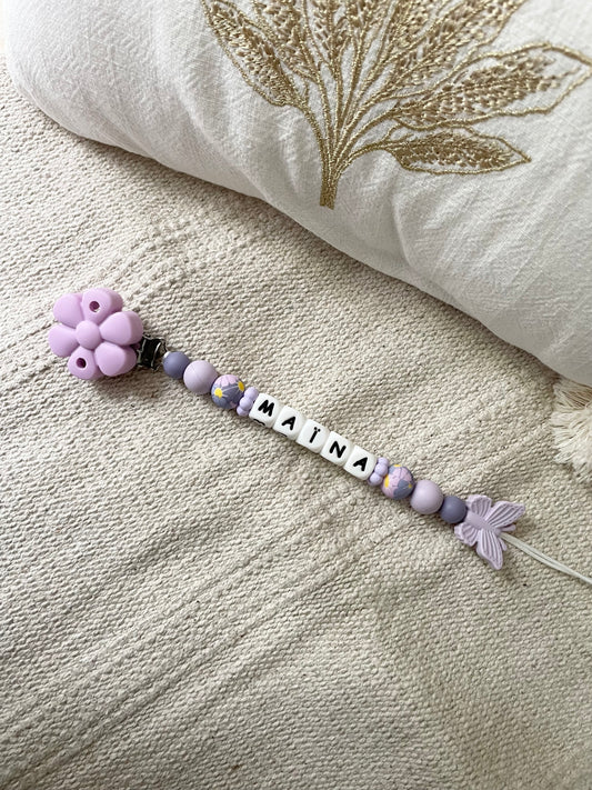Attache tétine à personnaliser « Lilas »