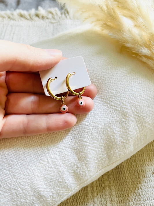 Boucles d'oreilles "Oeil rose"